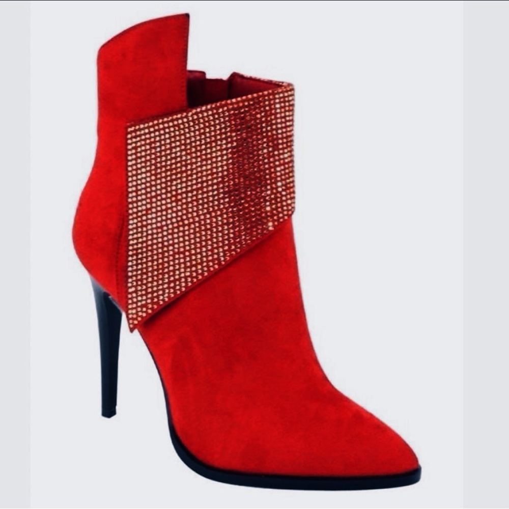 Atalina rhinestone stiletto red boot